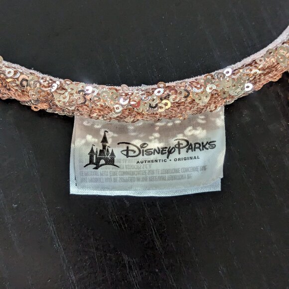 Disney Parks 1st Generation Rose Gold Sequined Mickey Minnie Mouse Ears Headband